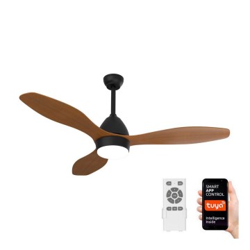 Immax NEO 07141-B - LED-kattotuuletin NEO LITE FRESCO LED/18W/230V Tuya Wi-Fi musta/ruskea + kaukosäädin