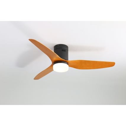 Immax NEO 07142-B - LED-kattotuuletin NEO LITE VENTO LED/18W/230V Tuya Wi-Fi musta/puu + kaukosäädin