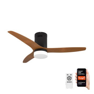 Immax NEO 07142-B - LED-kattotuuletin NEO LITE VENTO LED/18W/230V Tuya Wi-Fi musta/puu + kaukosäädin