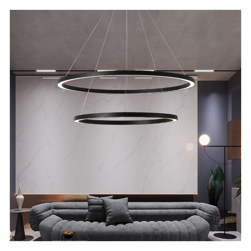 Immax NEO 07158-B80-60 - LED Himmennettävä kattokruunu FINO LED/93W/230V Tuya musta + kaukosäädin