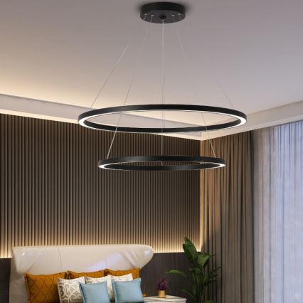 Immax NEO 07158-B80-60 - LED Himmennettävä kattokruunu FINO LED/93W/230V Tuya musta + kaukosäädin