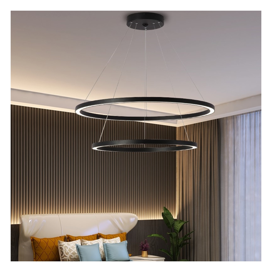 Immax NEO 07158-B80-60 - LED Himmennettävä kattokruunu FINO LED/93W/230V Tuya musta + kaukosäädin