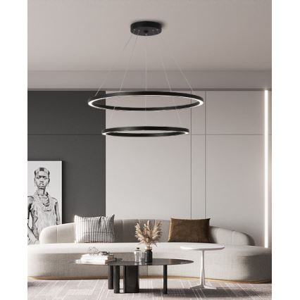 Immax NEO 07158-B80-60 - LED Himmennettävä kattokruunu FINO LED/93W/230V Tuya musta + kaukosäädin