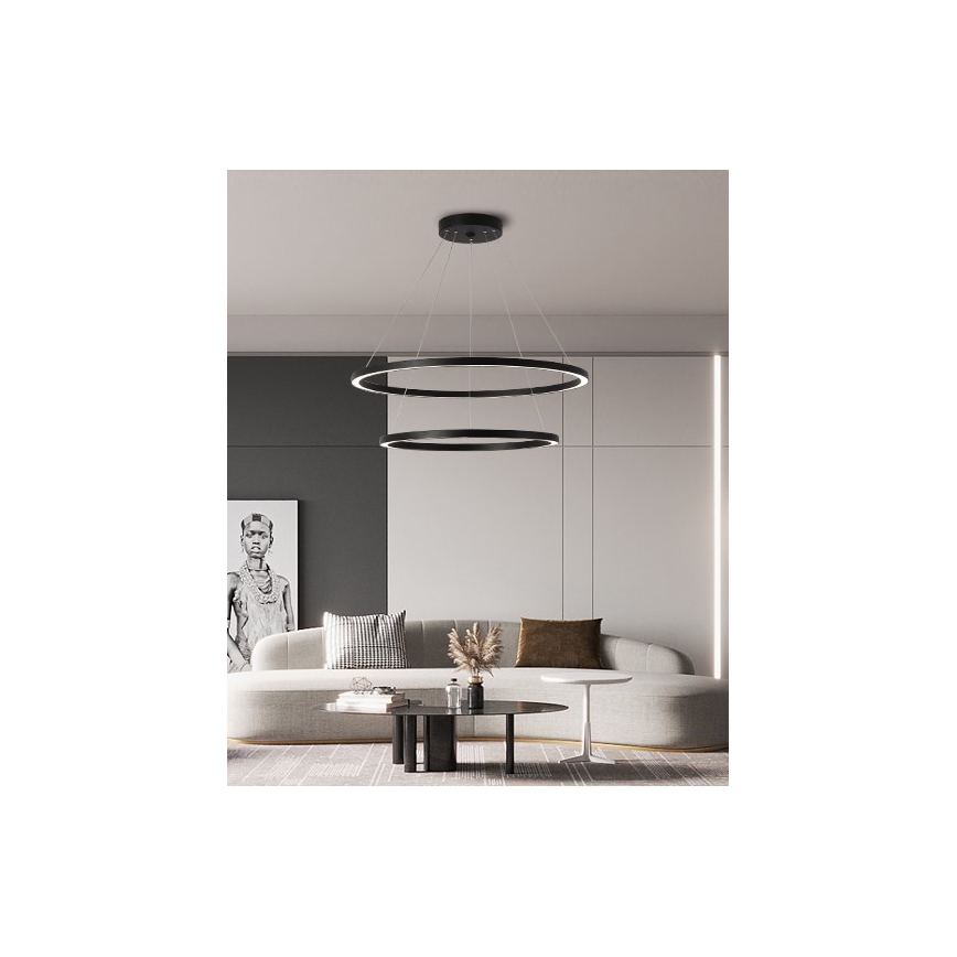 Immax NEO 07158-B80-60 - LED Himmennettävä kattokruunu FINO LED/93W/230V Tuya musta + kaukosäädin