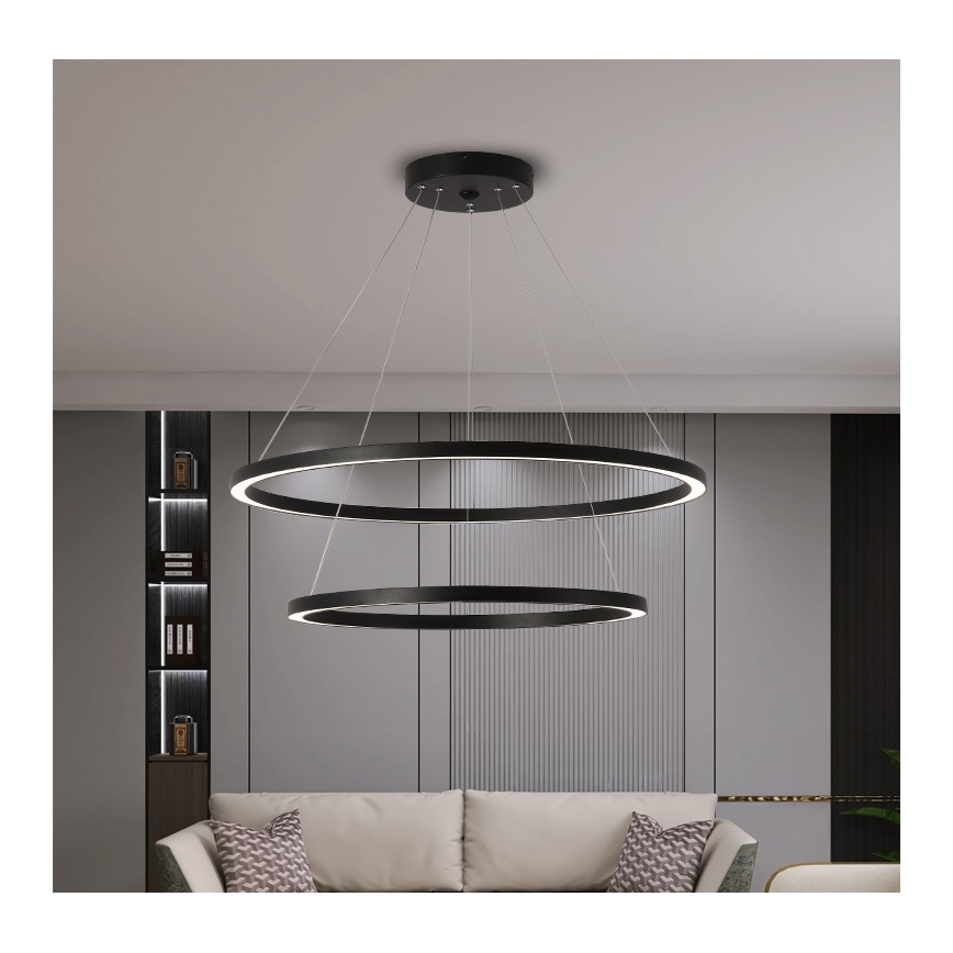 Immax NEO 07158-B80-60 - LED Himmennettävä kattokruunu FINO LED/93W/230V Tuya musta + kaukosäädin