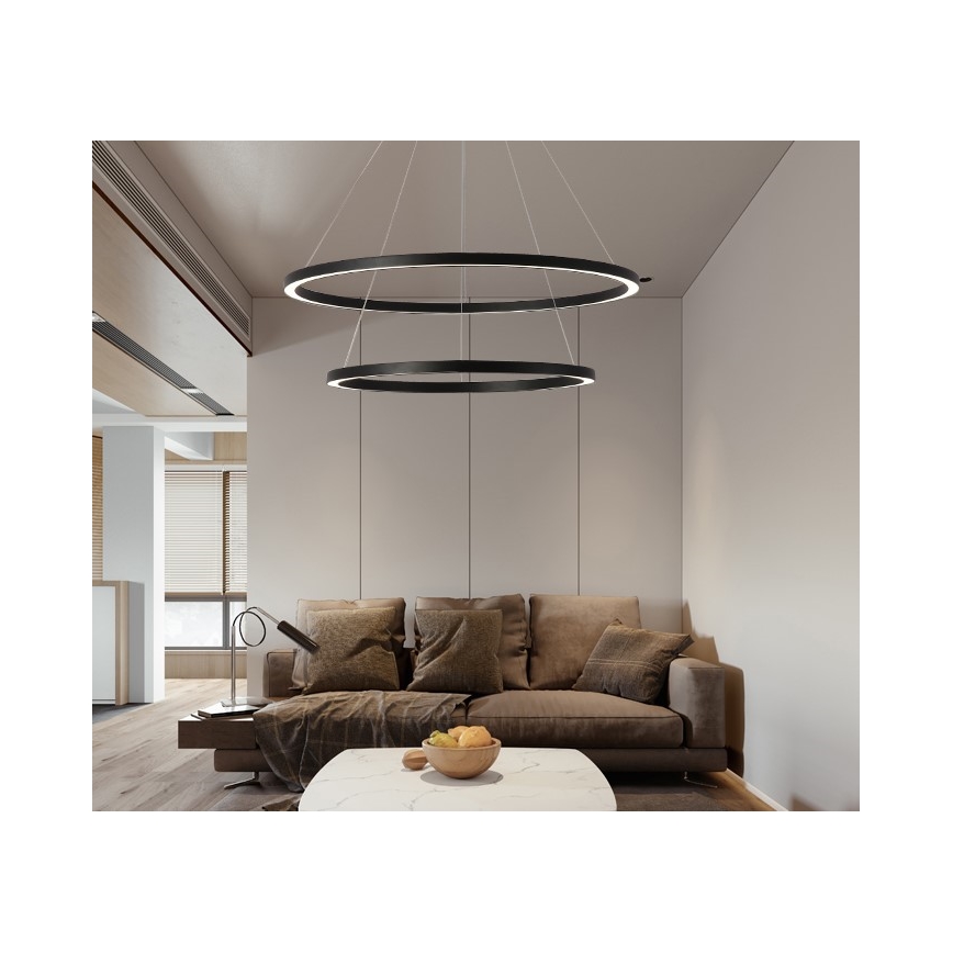 Immax NEO 07158-B80-60 - LED Himmennettävä kattokruunu FINO LED/93W/230V Tuya musta + kaukosäädin