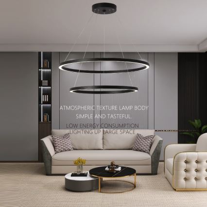 Immax NEO 07158-B80-60 - LED Himmennettävä kattokruunu FINO LED/93W/230V Tuya musta + kaukosäädin