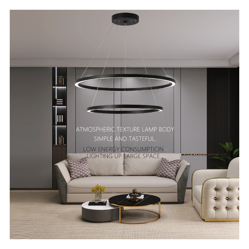 Immax NEO 07158-B80-60 - LED Himmennettävä kattokruunu FINO LED/93W/230V Tuya musta + kaukosäädin