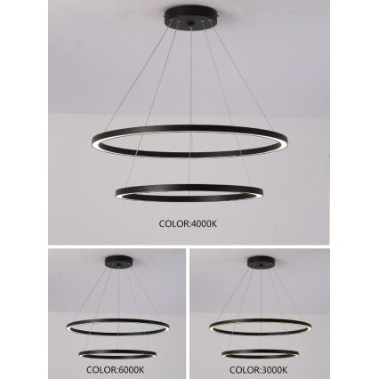 Immax NEO 07158-B80-60 - LED Himmennettävä kattokruunu FINO LED/93W/230V Tuya musta + kaukosäädin