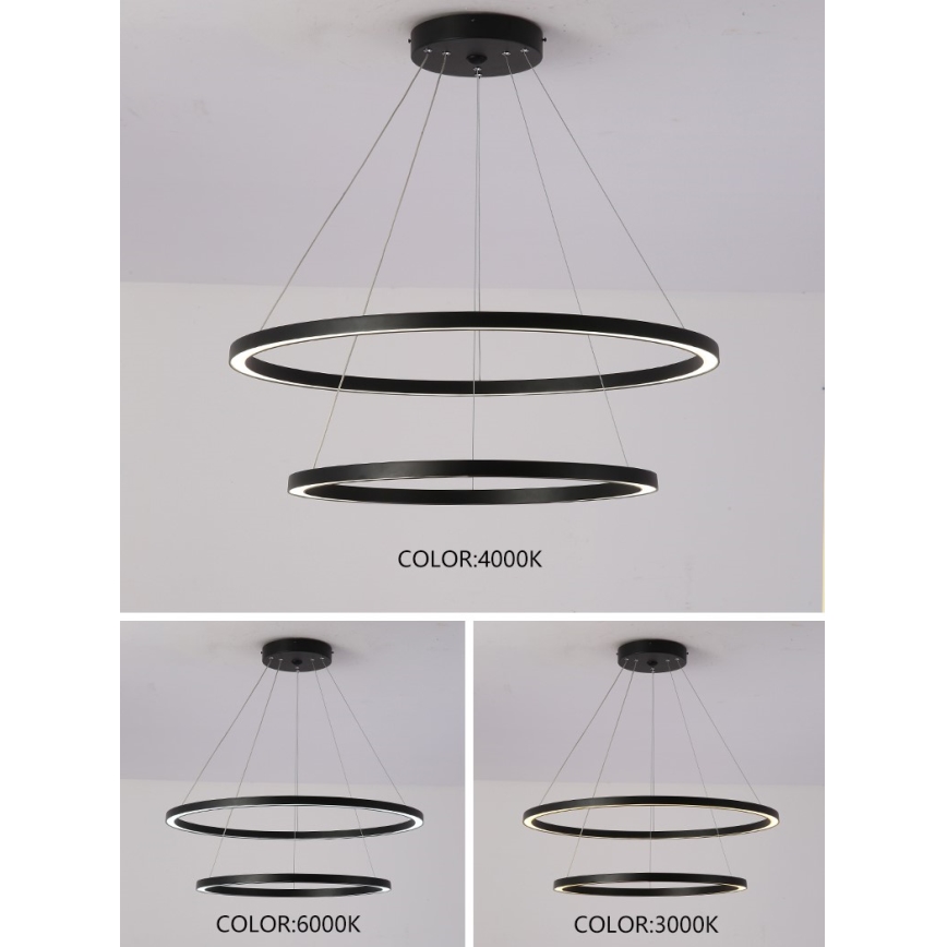 Immax NEO 07158-B80-60 - LED Himmennettävä kattokruunu FINO LED/93W/230V Tuya musta + kaukosäädin