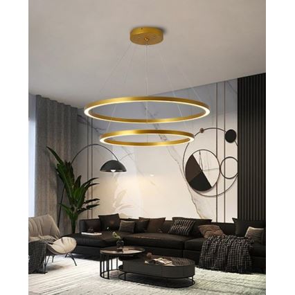 Immax NEO 07159-G80-60 - LED Himmennettävä kattokruunu johdossa FINO LED/93W/230V Tuya kulta + kaukosäädin