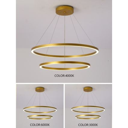 Immax NEO 07159-G80-60 - LED Himmennettävä kattokruunu johdossa FINO LED/93W/230V Tuya kulta + kaukosäädin