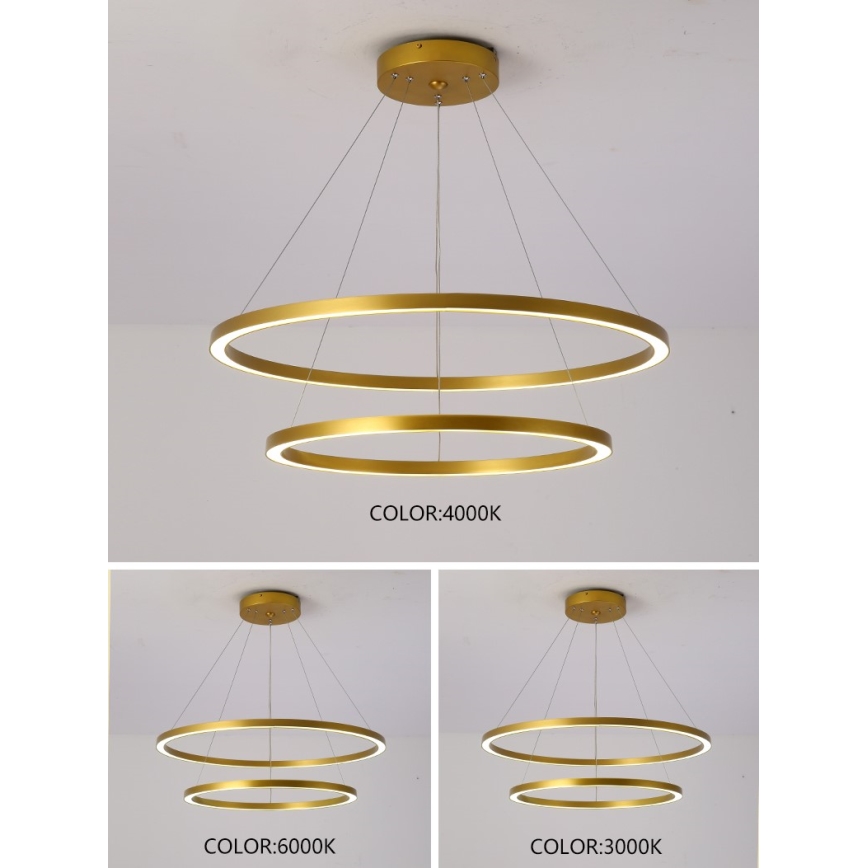 Immax NEO 07159-G80-60 - LED Himmennettävä kattokruunu johdossa FINO LED/93W/230V Tuya kulta + kaukosäädin