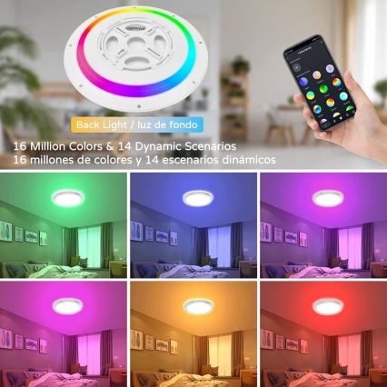 Immax NEO 07164-40 - himmennettävä LED RGB+CCT kattovalaisin NEO LITE TUDO LED/50W/230V Wi-Fi Tuya + kaukosäädin