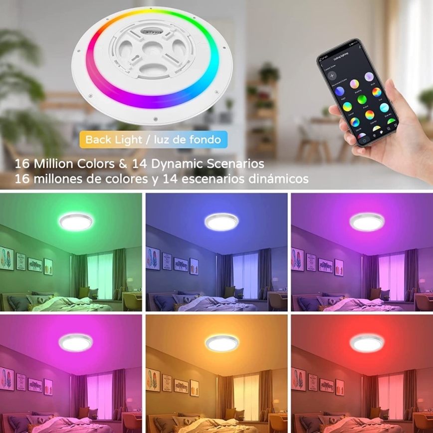 Immax NEO 07164-40 - himmennettävä LED RGB+CCT kattovalaisin NEO LITE TUDO LED/50W/230V Wi-Fi Tuya + kaukosäädin