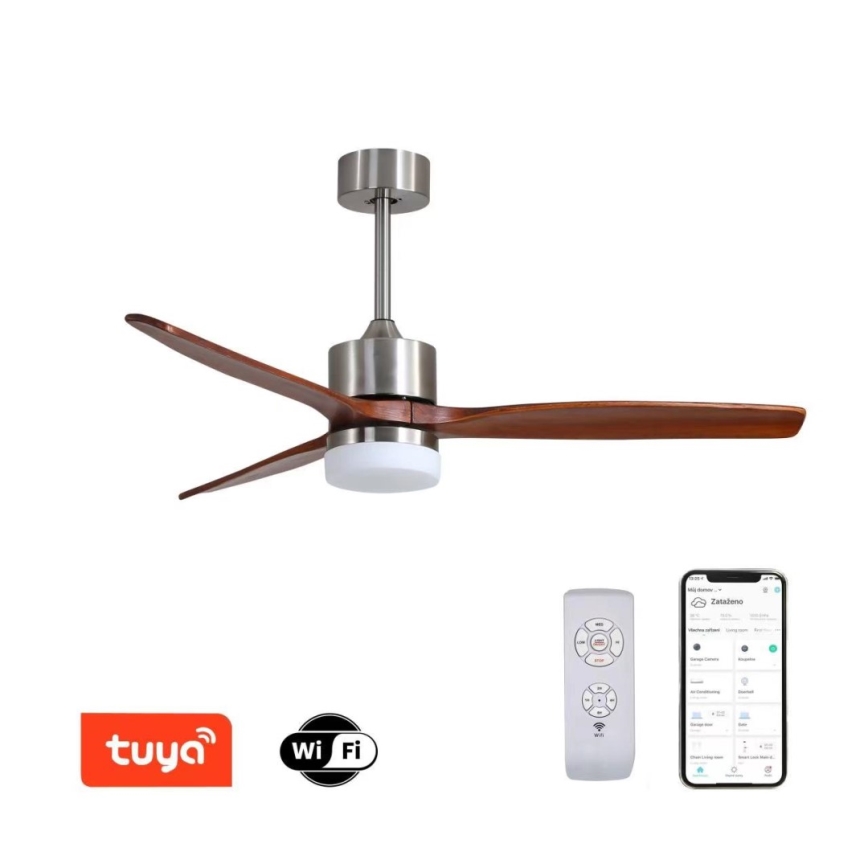 Immax NEO 07165-S - LED Kattotuuletin ELEGANTE LED/18W/230V tammi Wi-Fi Tuya + kauko-ohjaus