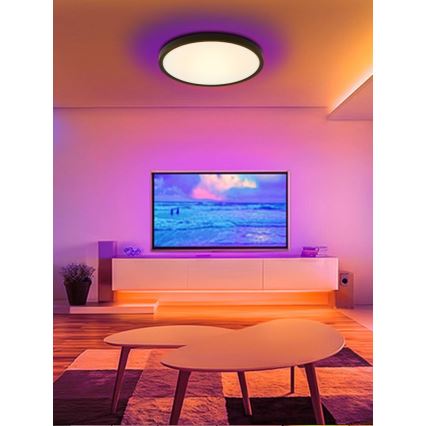 Immax NEO 07166-B40 - LED RGB+CCT himmennettävä kattovalaisin NEO LITE TUDO LED/50W/230V Wi-Fi Tuya musta + kaukosäädin