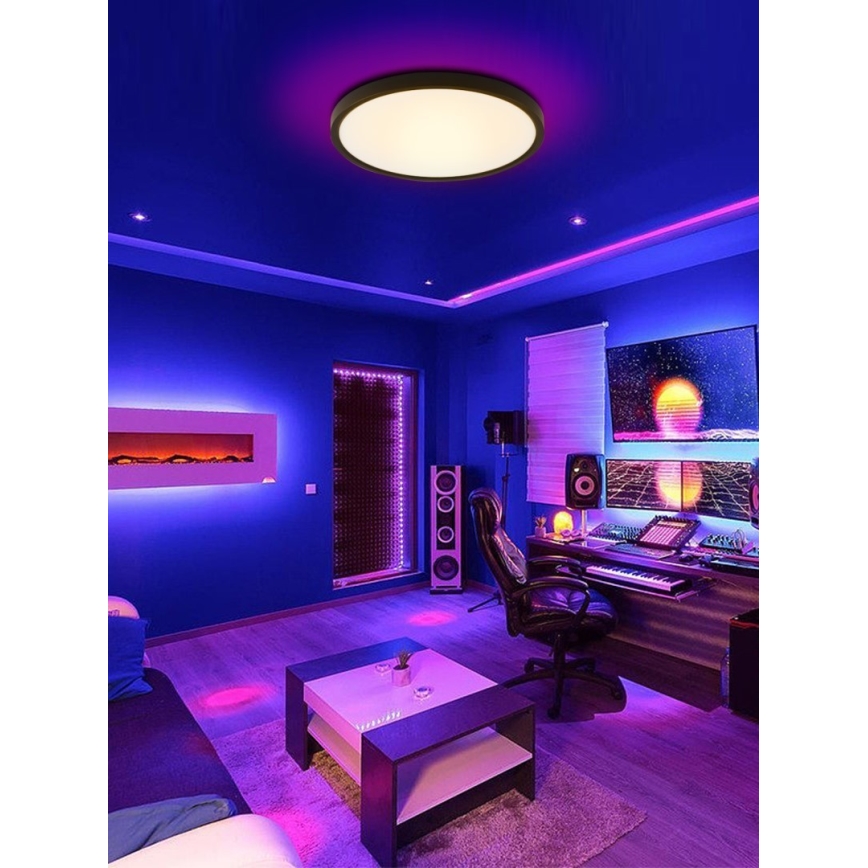 Immax NEO 07166-B40 - LED RGB+CCT himmennettävä kattovalaisin NEO LITE TUDO LED/50W/230V Wi-Fi Tuya musta + kaukosäädin