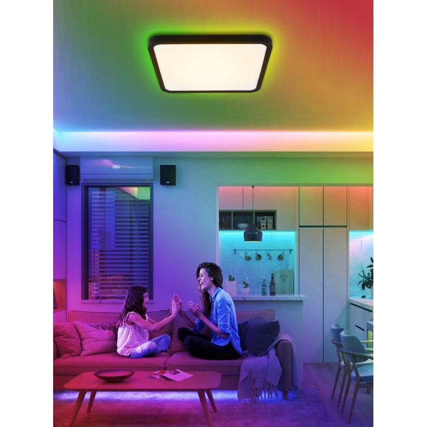 Immax NEO 07167-B40 - LED RGB+CCT himmennettävä kattovalaisin NEO LITE TUDO LED/50W/230V Wi-Fi Tuya musta + kaukosäädin