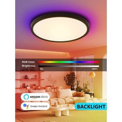 Immax NEO 07170-B60 - LED RGB+CCT Himmennettävä kattovalaisin NEO LITE TUDO LED/65W/230V 2700-6500K Wi-Fi Tuya musta + kauko-ohjaus