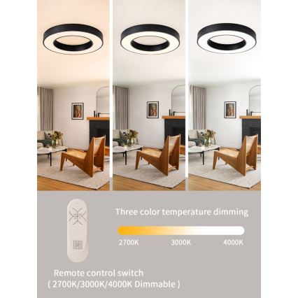 Immax NEO 07209L - Himmennettävä LED-kattovalaisin PASTEL LED/53W/230V 60 cm musta Tuya + kauko-ohjaus