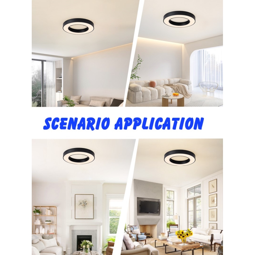 Immax NEO 07209L - Himmennettävä LED-kattovalaisin PASTEL LED/53W/230V 60 cm musta Tuya + kauko-ohjaus