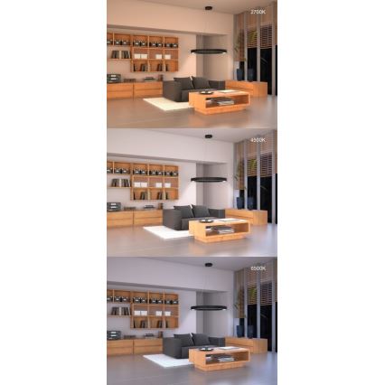 Immax NEO 07209L - Himmennettävä LED-kattovalaisin PASTEL LED/53W/230V 60 cm musta Tuya + kauko-ohjaus