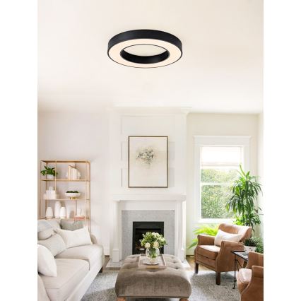 Immax NEO 07209L - Himmennettävä LED-kattovalaisin PASTEL LED/53W/230V 60 cm musta Tuya + kauko-ohjaus