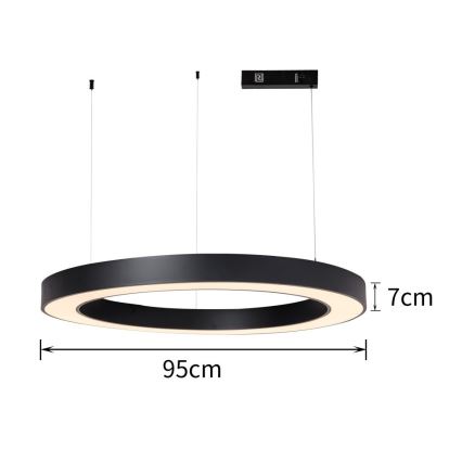 Immax NEO 07211L - LED himmennettävä kattovalaisin köydellä PASTEL LED/68W/230V 2700-6500K Tuya musta + kaukosäädin
