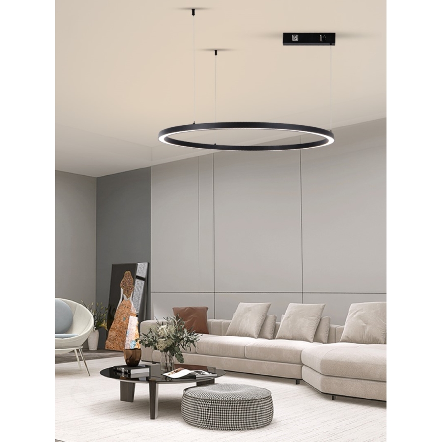 Immax NEO 07215L - Himmennettävä LED-kattokruunu johdossa FINO LED/60W/230V 80 cm musta Tuya + kauko-ohjaus