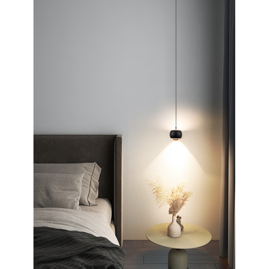 Immax NEO 07219L - LED himmennettävä kattokruunu köydellä DORMINE LED/6W/230V mattamusta Tuya + kaukosäädin