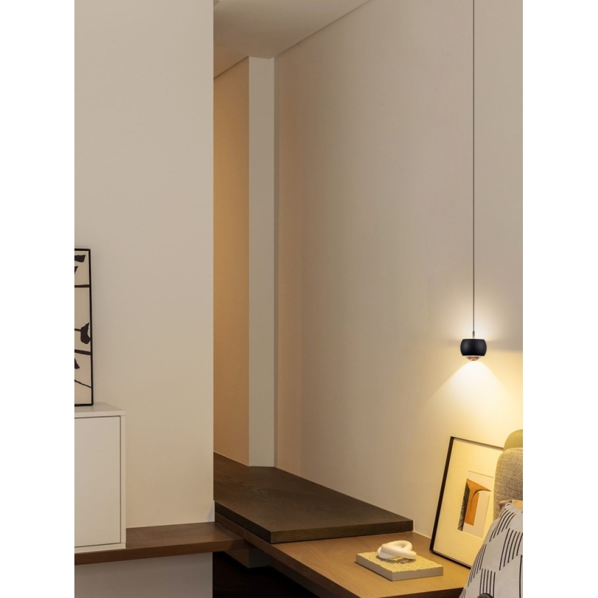 Immax NEO 07219L - LED himmennettävä kattokruunu köydellä DORMINE LED/6W/230V mattamusta Tuya + kaukosäädin