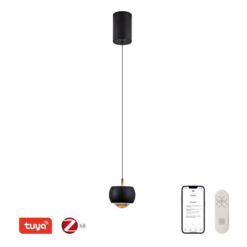 Immax NEO 07219L - LED himmennettävä kattokruunu köydellä DORMINE LED/6W/230V mattamusta Tuya + kaukosäädin