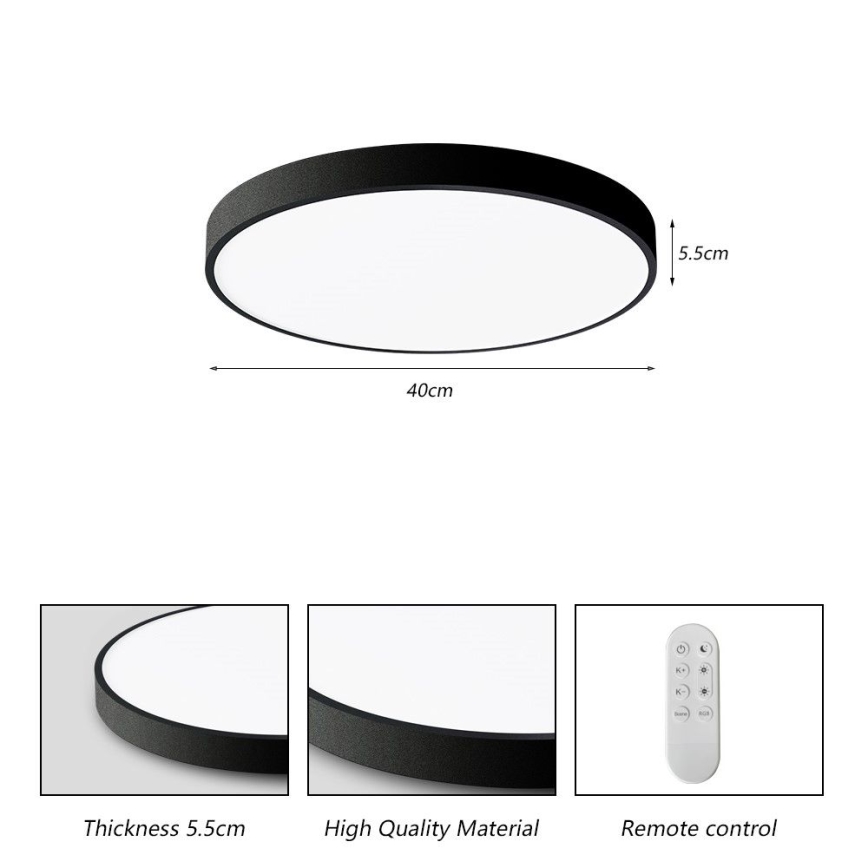 Immax NEO 07248L - Himmennettävä LED-kattovalaisin NEO LITE SEMPLICI LED/36W/230V 3000-6000K Wi-Fi Tuya musta + kauko-ohjaus