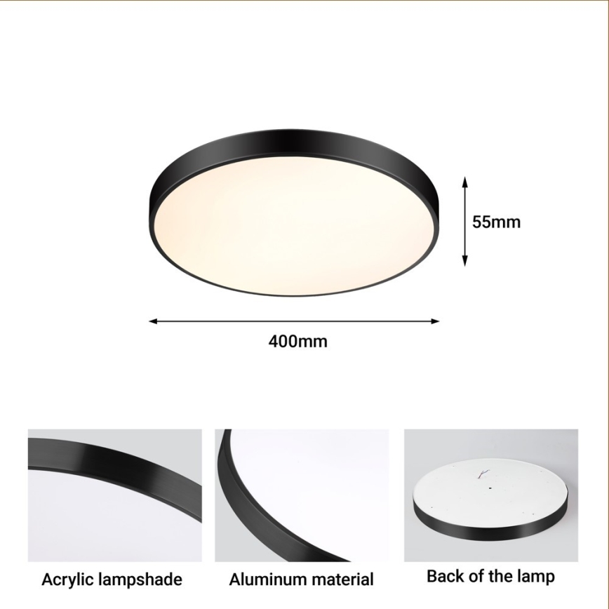 Immax NEO 07248L - Himmennettävä LED-kattovalaisin NEO LITE SEMPLICI LED/36W/230V 3000-6000K Wi-Fi Tuya musta + kauko-ohjaus