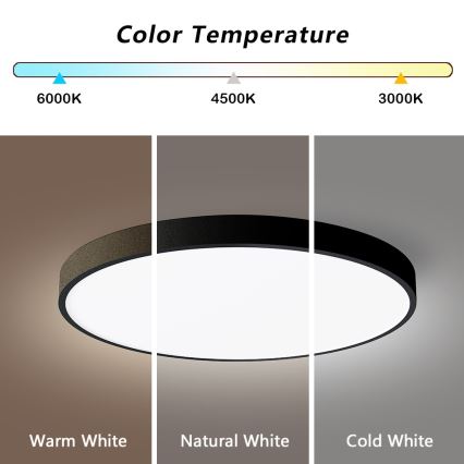 Immax NEO 07249L - Himmennettävä LED-kattovalaisin NEO LITE SEMPLICI LED/48W/230V 3000-6000K Wi-Fi Tuya musta + kauko-ohjaus