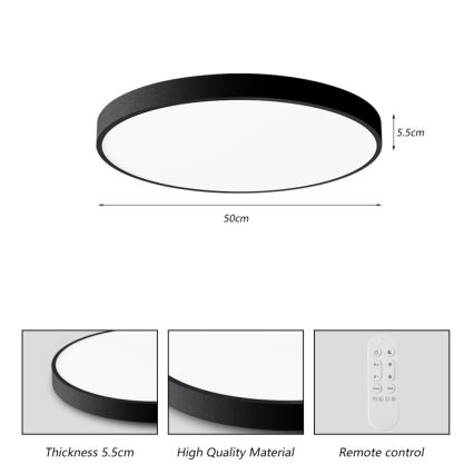 Immax NEO 07249L - Himmennettävä LED-kattovalaisin NEO LITE SEMPLICI LED/48W/230V 3000-6000K Wi-Fi Tuya musta + kauko-ohjaus