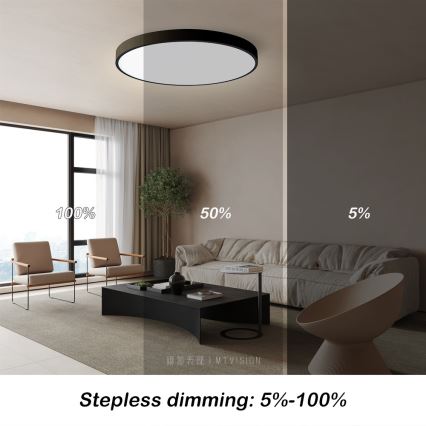 Immax NEO 07250L - Himmennettävä LED-kattovalaisin NEO LITE SEMPLICI LED/60W/230V 3000-6000K Wi-Fi Tuya musta + kauko-ohjaus