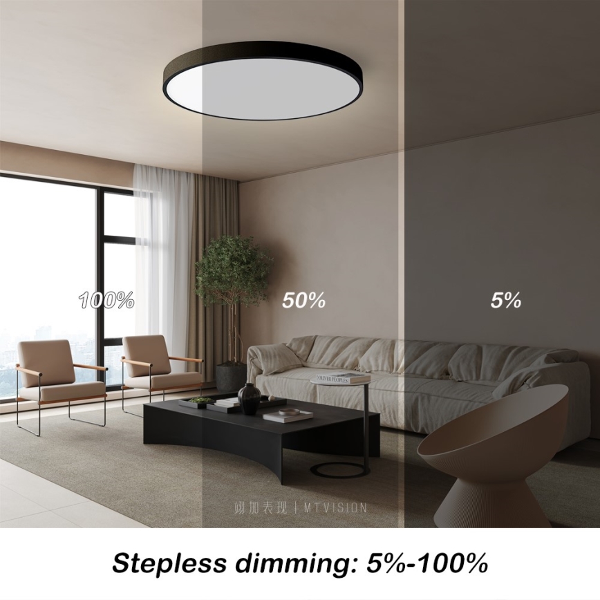 Immax NEO 07250L - Himmennettävä LED-kattovalaisin NEO LITE SEMPLICI LED/60W/230V 3000-6000K Wi-Fi Tuya musta + kauko-ohjaus