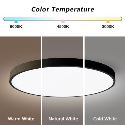 Immax NEO 07250L - Himmennettävä LED-kattovalaisin NEO LITE SEMPLICI LED/60W/230V 3000-6000K Wi-Fi Tuya musta + kauko-ohjaus