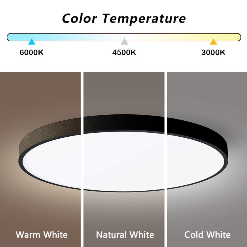 Immax NEO 07250L - Himmennettävä LED-kattovalaisin NEO LITE SEMPLICI LED/60W/230V 3000-6000K Wi-Fi Tuya musta + kauko-ohjaus