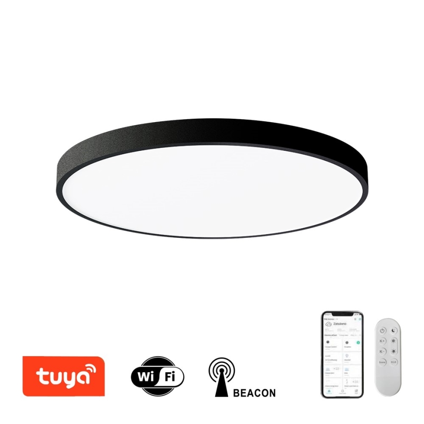 Immax NEO 07250L - Himmennettävä LED-kattovalaisin NEO LITE SEMPLICI LED/60W/230V 3000-6000K Wi-Fi Tuya musta + kauko-ohjaus