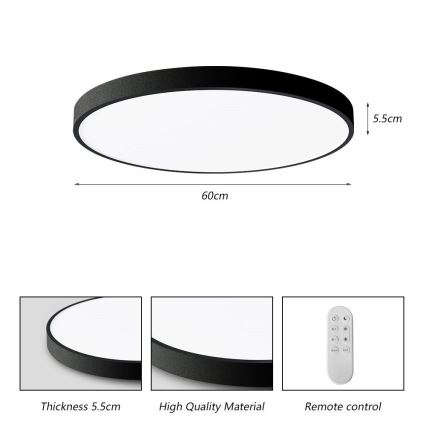 Immax NEO 07250L - Himmennettävä LED-kattovalaisin NEO LITE SEMPLICI LED/60W/230V 3000-6000K Wi-Fi Tuya musta + kauko-ohjaus