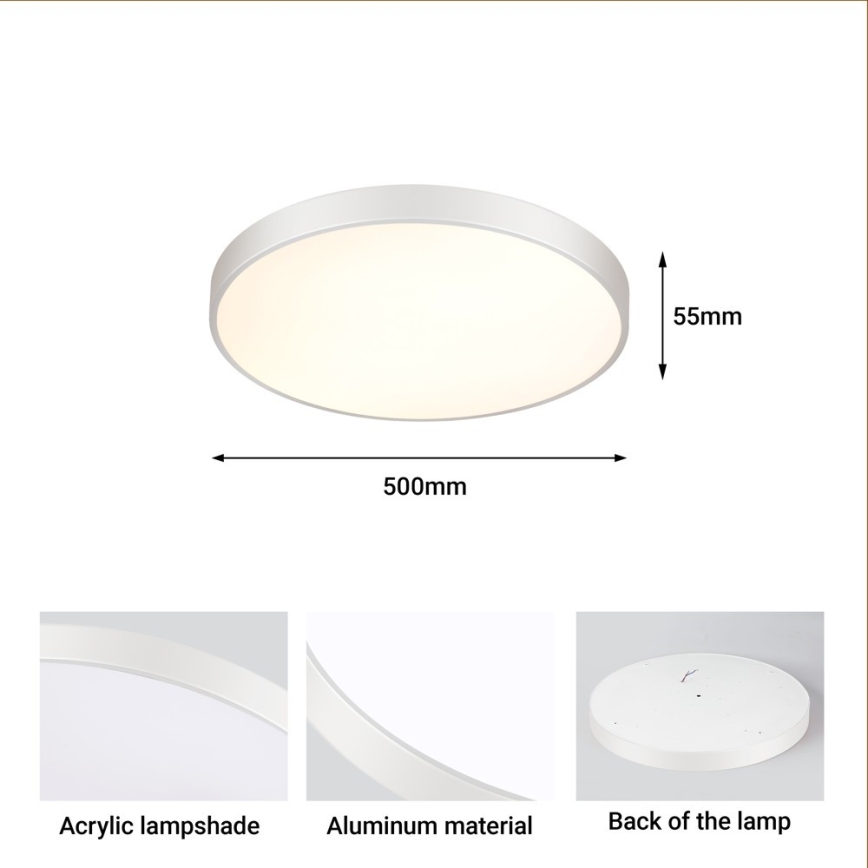 Immax NEO 07252L - Himmennettävä LED-kattovalaisin NEO LITE SEMPLICI LED/48W/230V 3000-6000K Wi-Fi Tuya valkoinen + kauko-ohjaus