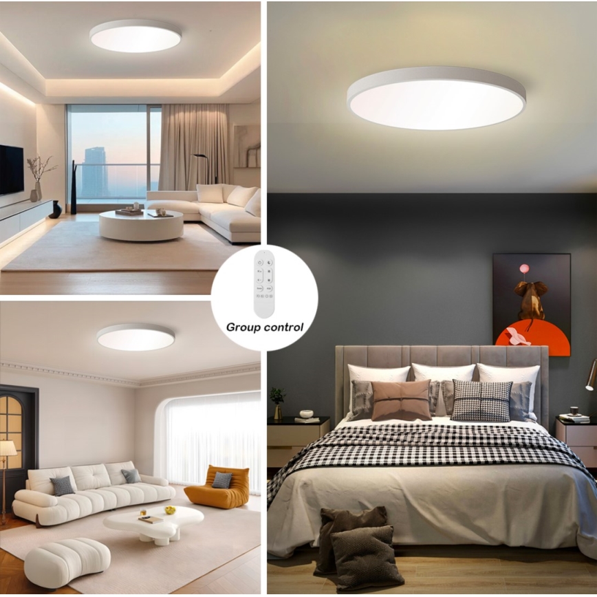 Immax NEO 07253L - Himmennettävä LED-kattovalaisin NEO LITE SEMPLICI LED/60W/230V 3000-6000K Wi-Fi Tuya valkoinen + kauko-ohjaus