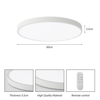 Immax NEO 07253L - Himmennettävä LED-kattovalaisin NEO LITE SEMPLICI LED/60W/230V 3000-6000K Wi-Fi Tuya valkoinen + kauko-ohjaus
