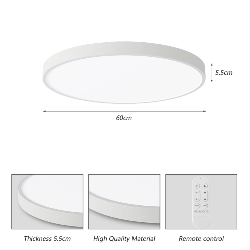 Immax NEO 07253L - Himmennettävä LED-kattovalaisin NEO LITE SEMPLICI LED/60W/230V 3000-6000K Wi-Fi Tuya valkoinen + kauko-ohjaus