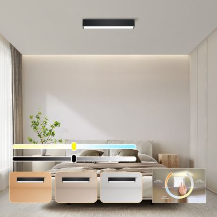 Immax NEO 07254L - himmennettävä LED-kattovalaisin NEO LITE LUNGO LED/20W/230V 3000-6000K Wi-Fi Tuya musta + kaukosäädin