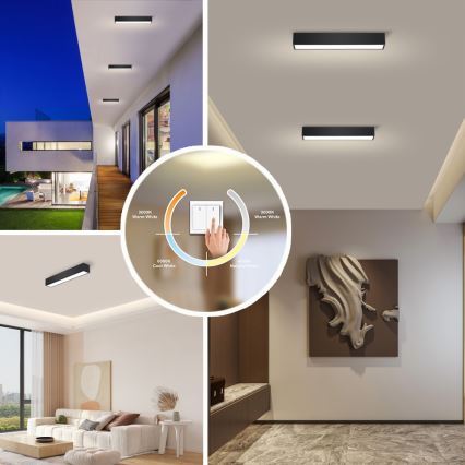 Immax NEO 07254L - himmennettävä LED-kattovalaisin NEO LITE LUNGO LED/20W/230V 3000-6000K Wi-Fi Tuya musta + kaukosäädin