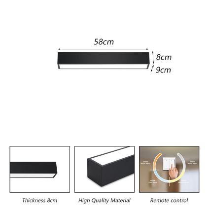 Immax NEO 07254L - himmennettävä LED-kattovalaisin NEO LITE LUNGO LED/20W/230V 3000-6000K Wi-Fi Tuya musta + kaukosäädin